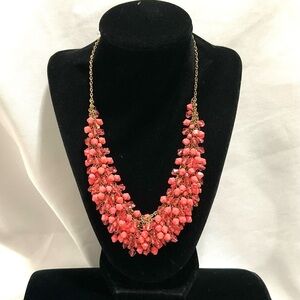 Vintage Light Orange & Pink Bib Style Necklace
